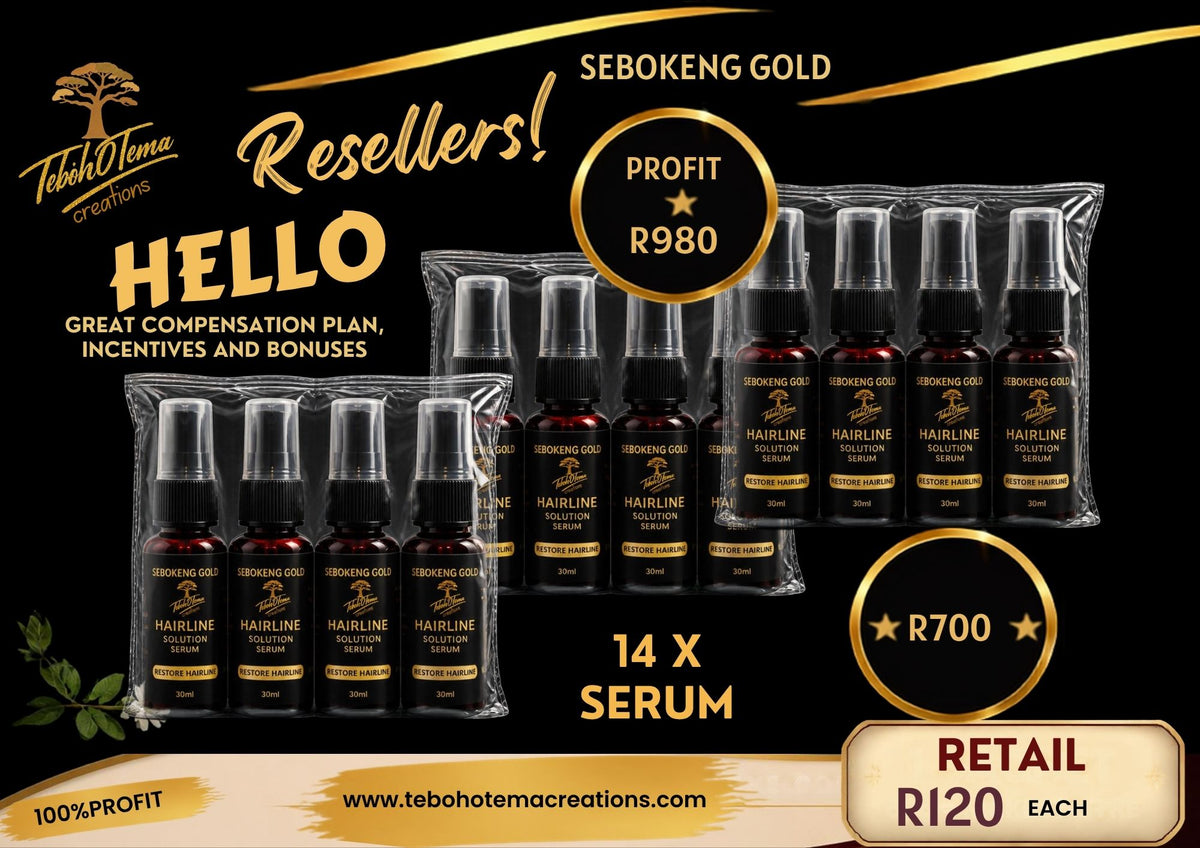 SEBOKENG GOLD HAIRLINE SOLUTION SERUM X 14.STOCK R700. SELLING FOR R120