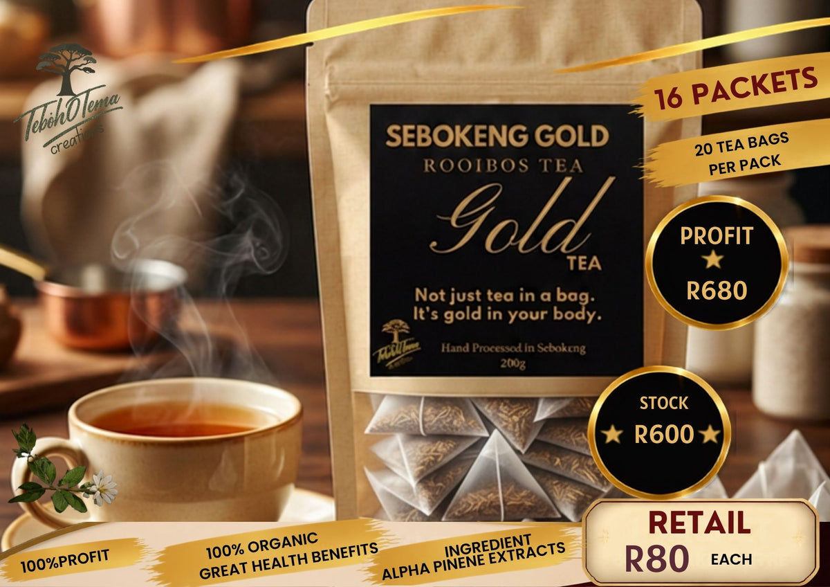Sebokeng Gold Rooibos Tea – Pure South African Wellness X 16