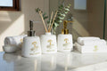 Unbreakable White Teboho Tema Amor Stoneware Bathroom Refillable Container Set X 2