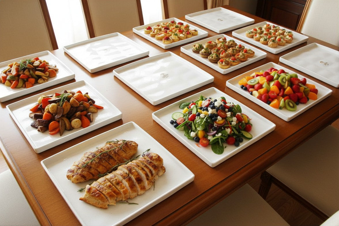 Unbrekable White Premium White Rectangular Buffet Serving Trays