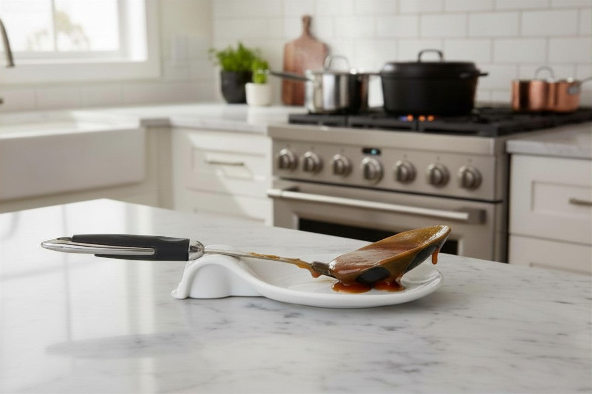 Unbreakable White Amor Stoneware Spoon Rest x 4